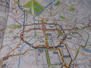Map of the metro, bus, tram