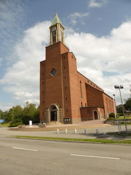 Church in front of the station
