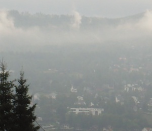 View of Lillehammer over there with clouds